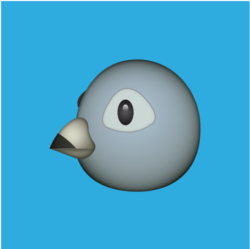 Bird emoji on blue background