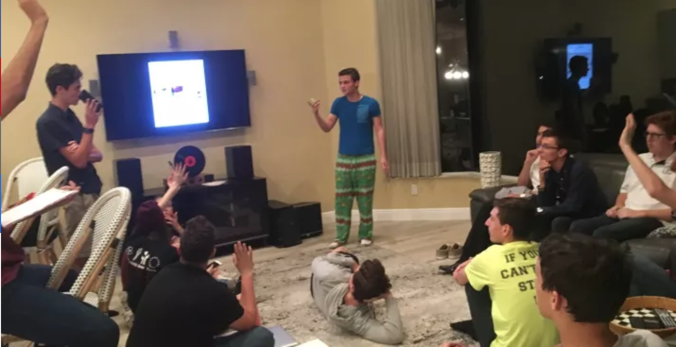 Parkland students meeting in a living room