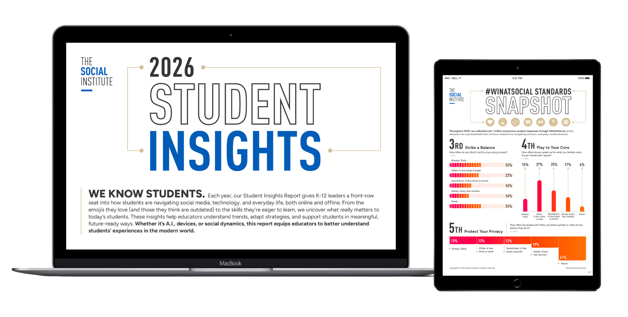 The 2026 Student Insights Report shown on a laptop and tablet.
