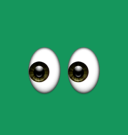 Eye emoji on green background
